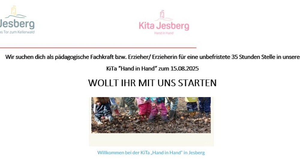 Stellenausschreibung KiTa "Hand in Hand"